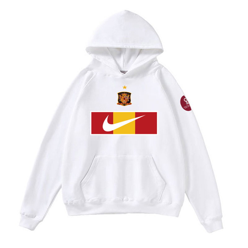 Men's Spain World Cup Soccer Hoodie White 001